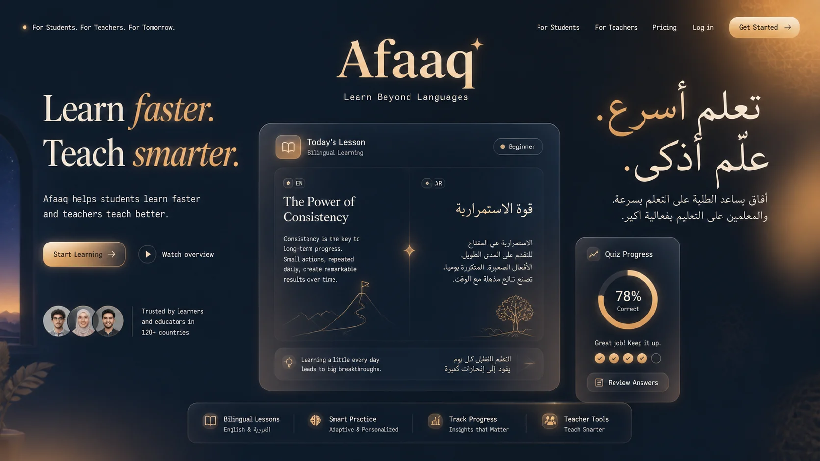 Afaaq Learning Platform hero